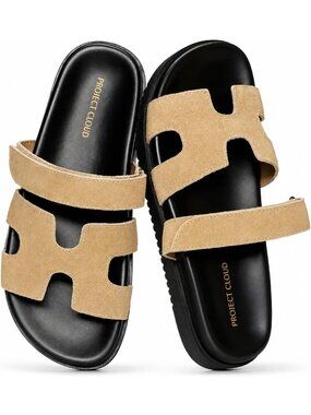 Women's Beige Leather Sandals Footwear Stylish with Plush & Soft Insole